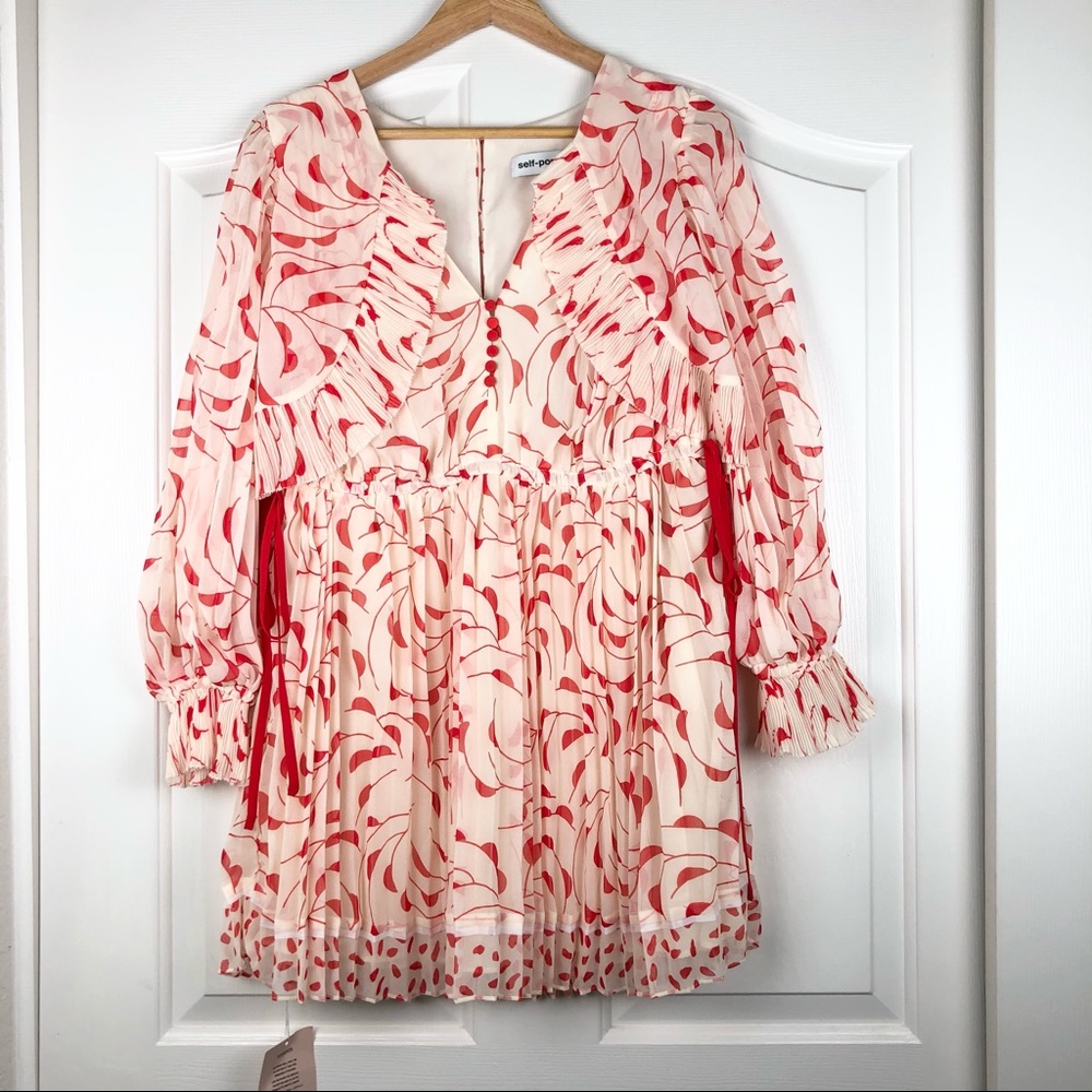 Self-Portrait Crescent Chiffon Printed Cape Dress